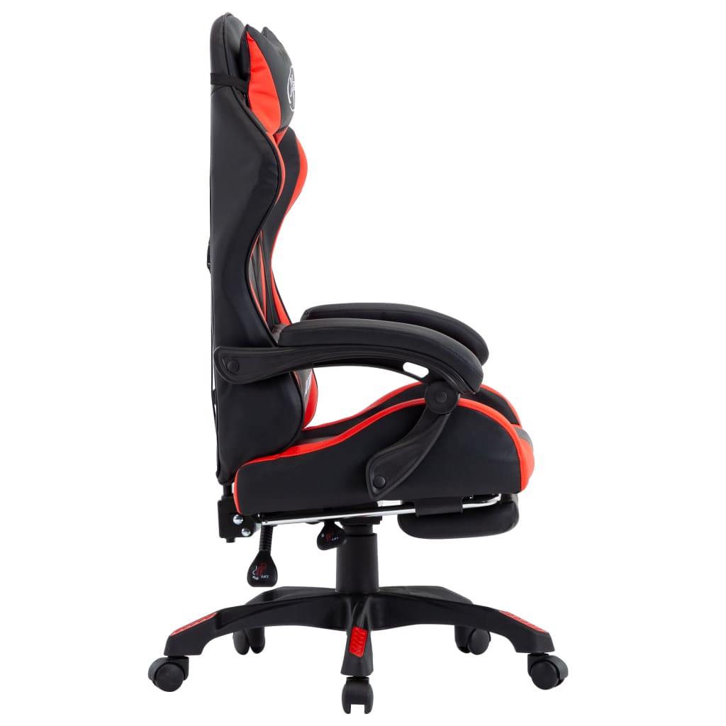 vidaXL Fotel dla gracza, z podnóżkiem, czerwono-czarny, sztuczna skóra