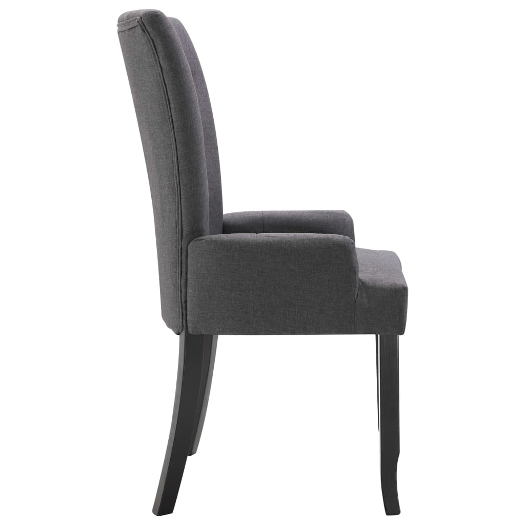 vidaXL Krzesła stołowe z podłokietnikami, 4 szt., ciemnoszare, tkanina