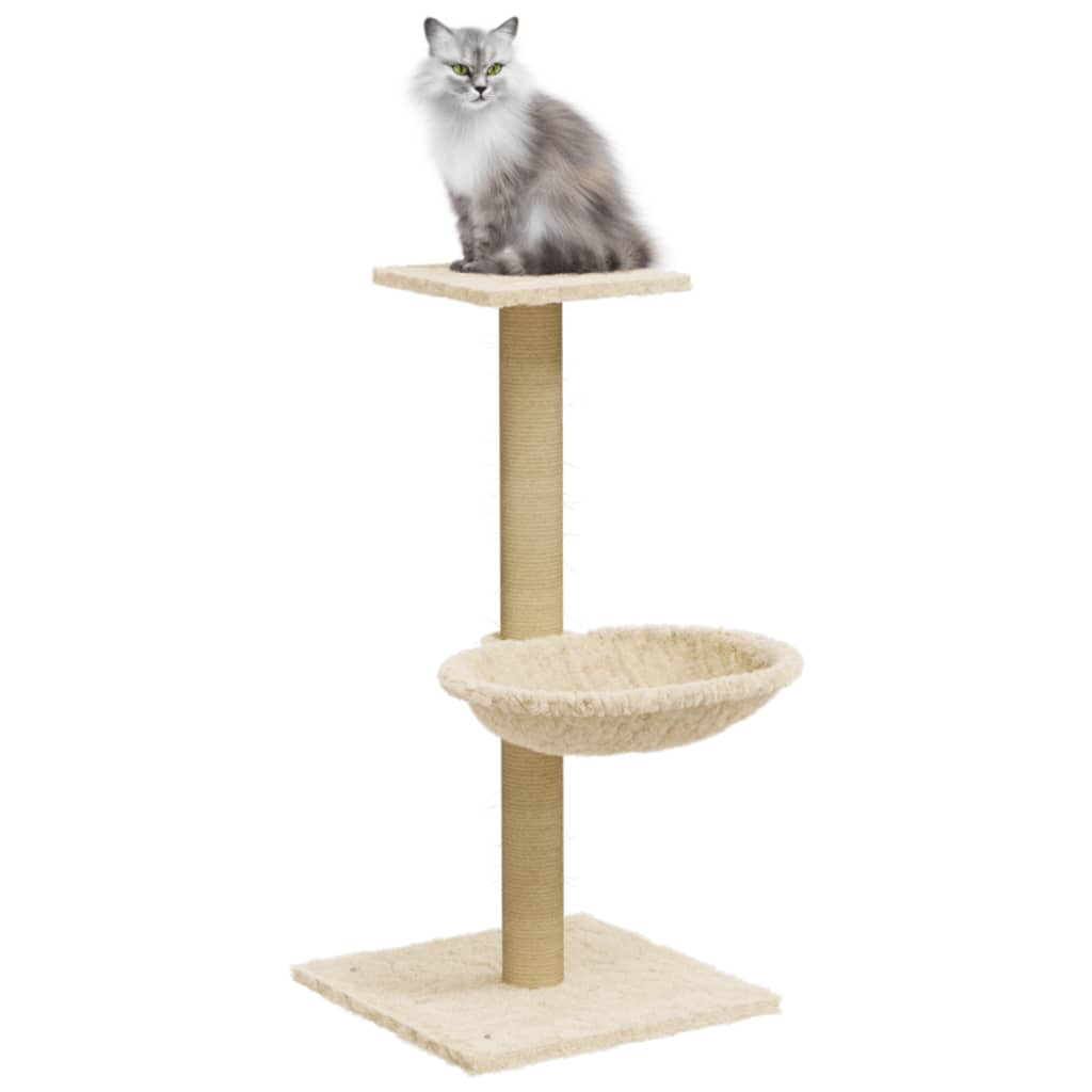 vidaXL Drapak dla kota z sizalowym słupkiem, kremowy, 74 cm