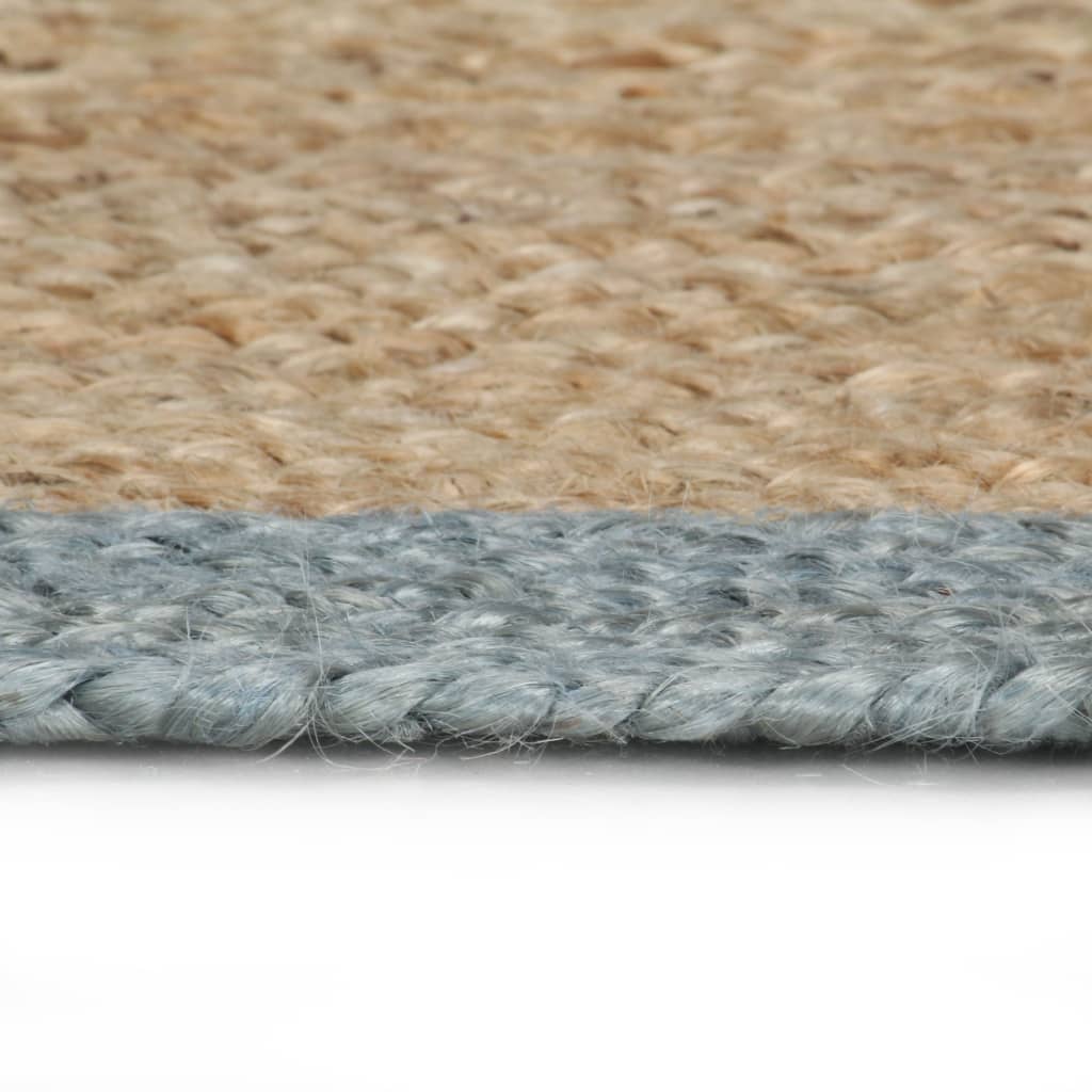 vidaXL Ręcznie wykonany dywanik, juta, oliwkowozielona krawędź, 120 cm