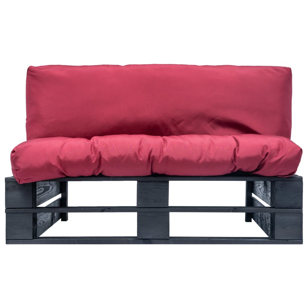vidaXL Sofa ogrodowa z palet z czerwonymi poduszkami, sosna