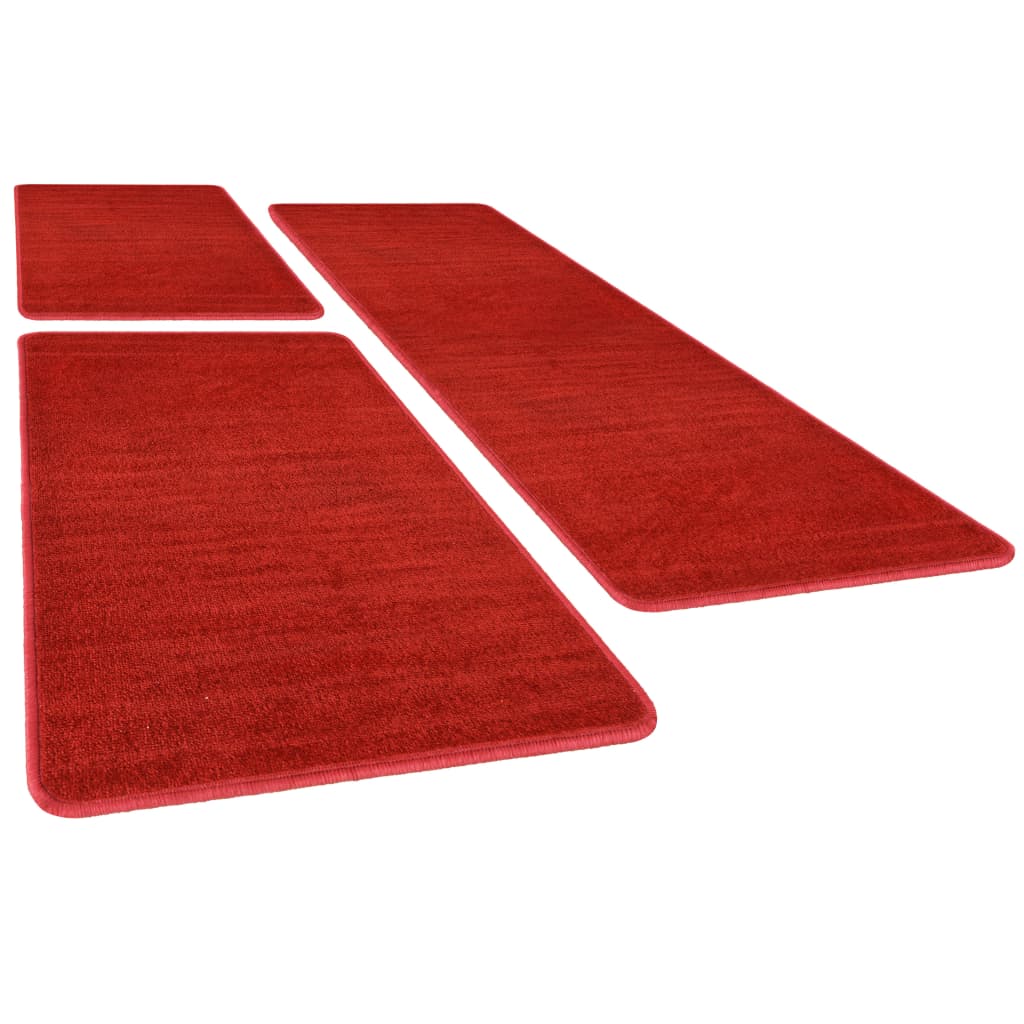 vidaXL Puszyste dywaniki do sypialni, długie włosie, 3 szt., czerwone