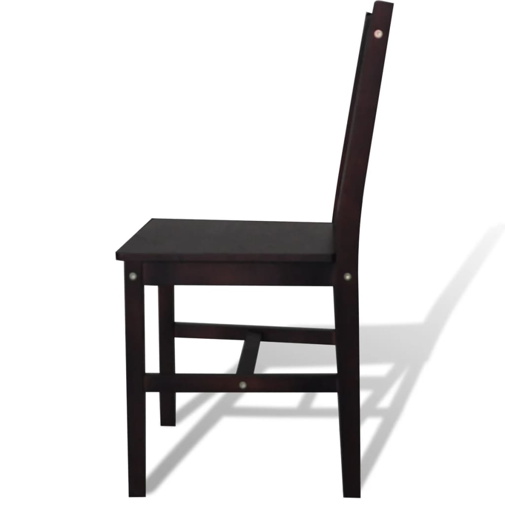vidaXL Krzesła stołowe, 6 szt., ciemnobrązowe, drewno sosnowe