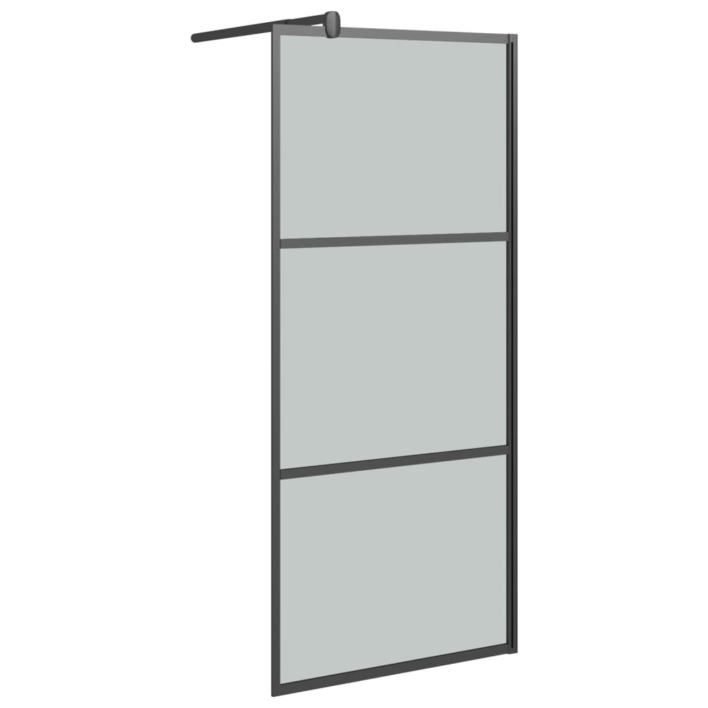 vidaXL Ścianka prysznicowa z półką, czarna, 80x195 cm, ESG i aluminium
