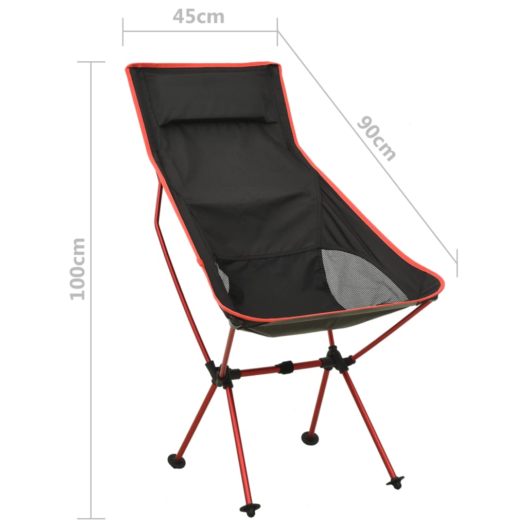 vidaXL Składane krzesło turystyczne, PVC i aluminium, czarne