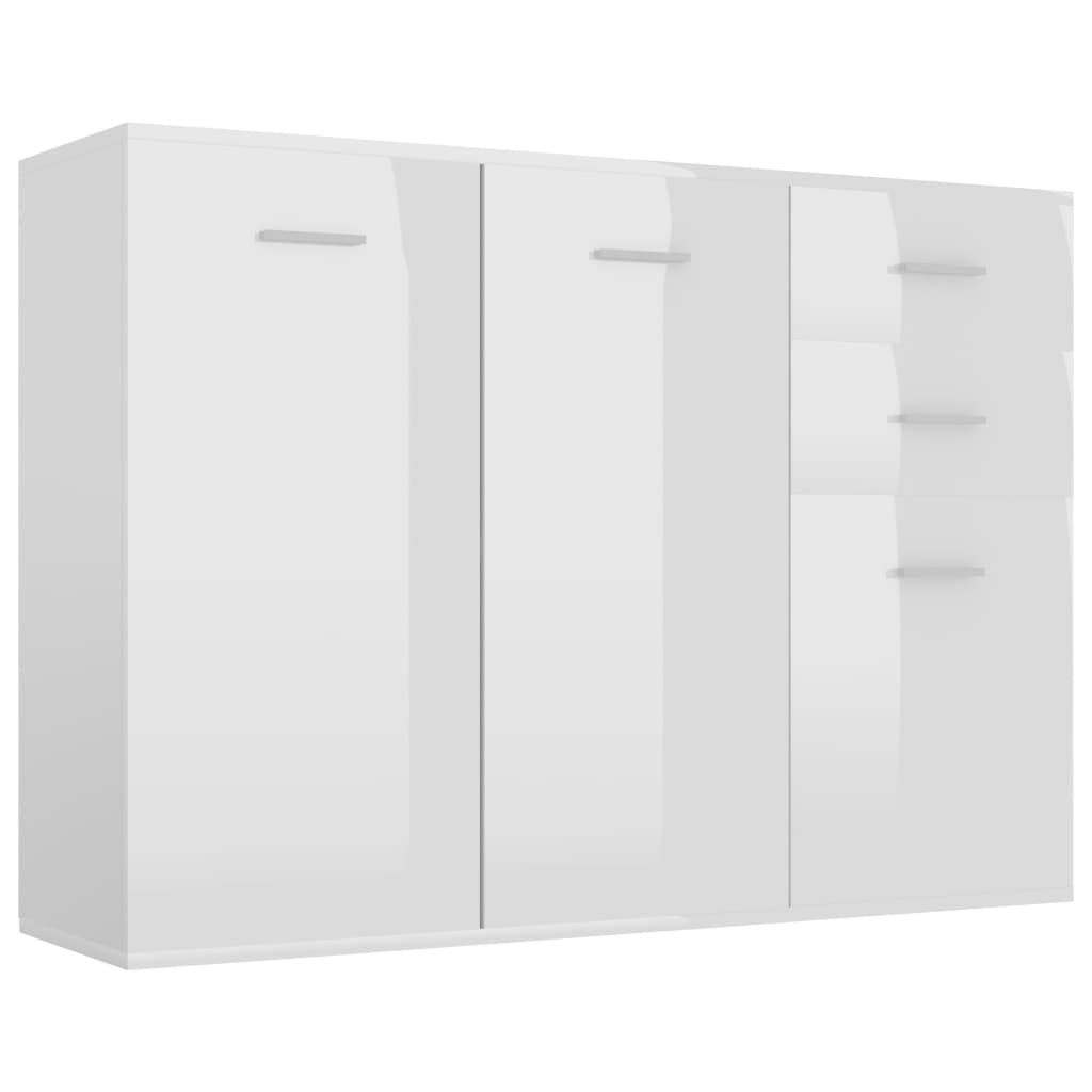vidaXL Komoda na wysoki połysk, biała, 105x30x75 cm, płyta wiórowa
