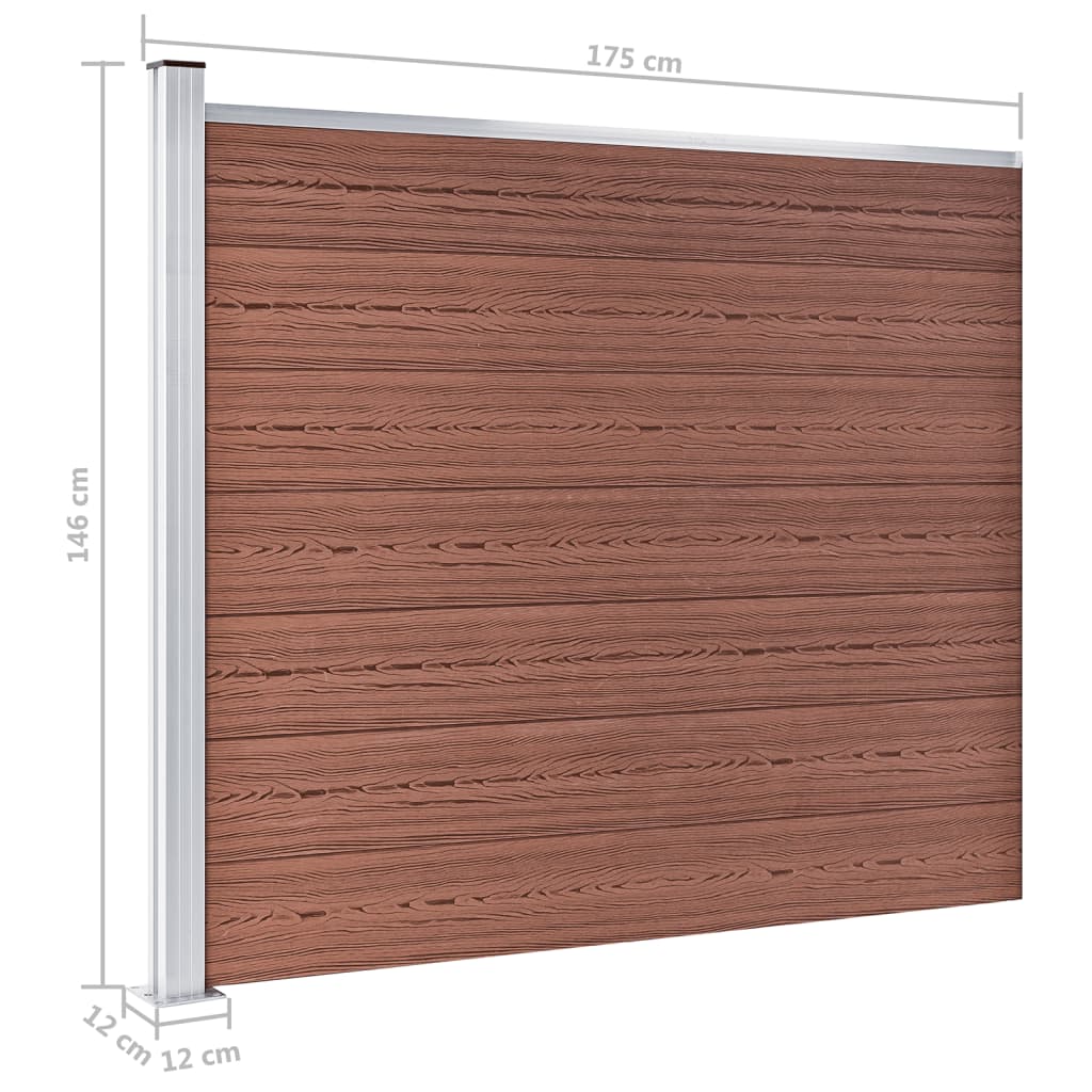 vidaXL Panel ogrodzeniowy z WPC, 175x146 cm, brązowy