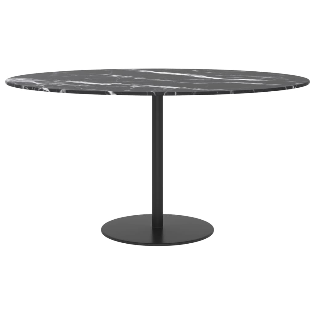 vidaXL Blat stołu, czarny, Ø80x1 cm, szkło ze wzorem marmuru
