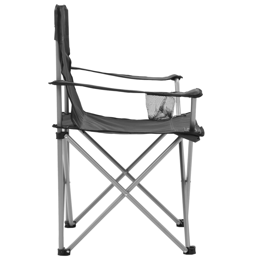 vidaXL Stolik i krzesła turystyczne, 3 elementy, szare