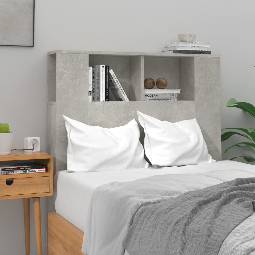 vidaXL Wezgłowie łóżka z półkami, szarość betonu, 100x18,5x104,5 cm