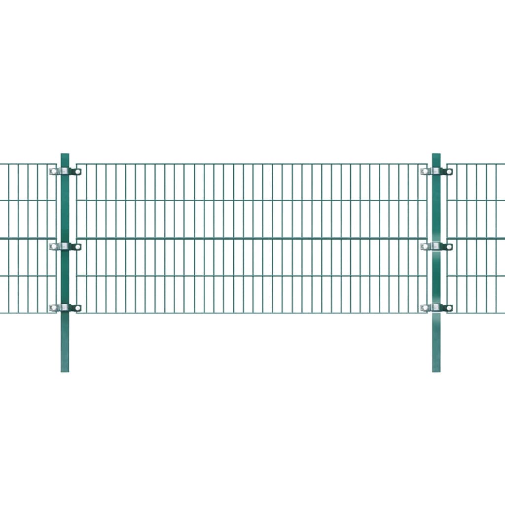 vidaXL Panel ogrodzeniowy ze słupkami, żelazny, 6 x 0,8 m, zielony