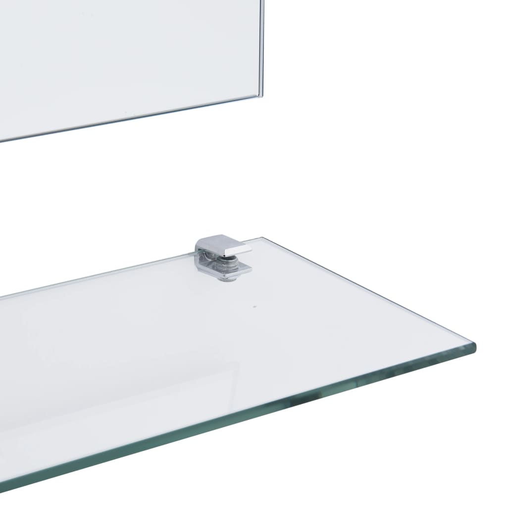 vidaXL Lustro ścienne z półką, 100x60 cm, hartowane szkło