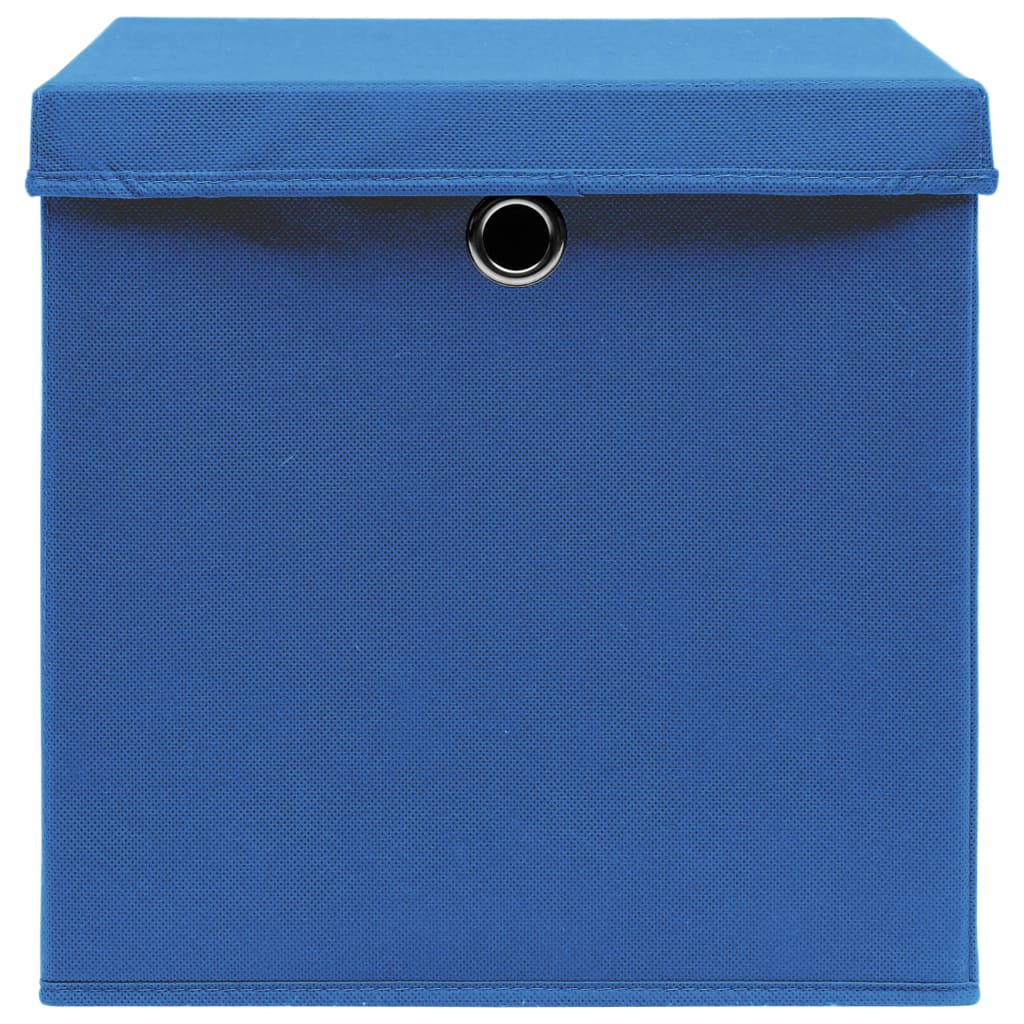 vidaXL Pudełka z pokrywami, 10 szt., niebieskie, 32x32x32 cm, tkanina