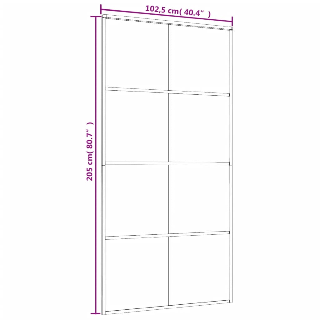 vidaXL Drzwi przesuwne, szkło ESG i aluminium, 102,5x205 cm, czarne