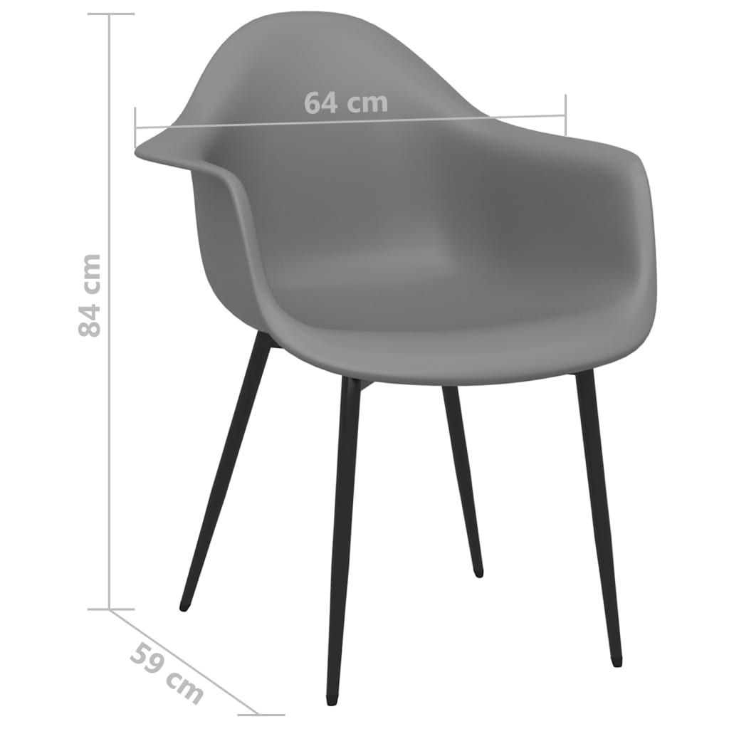 vidaXL Krzesła stołowe, 2 sztuki, szare, PP