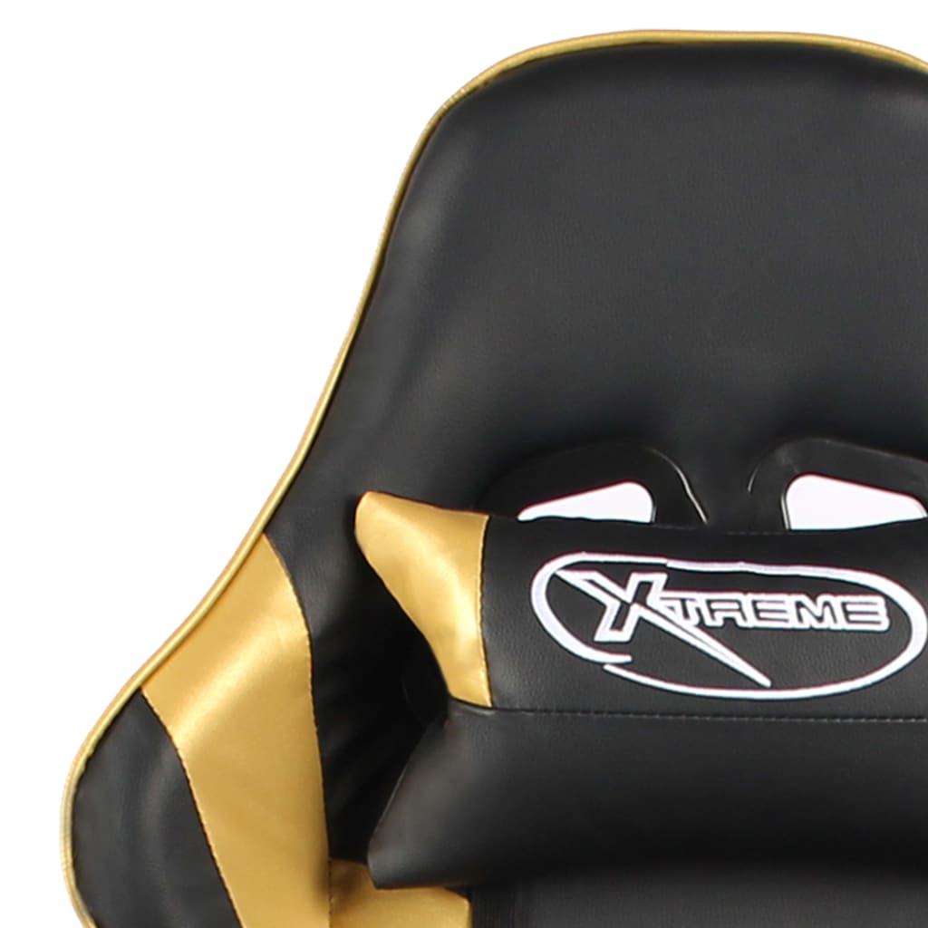 vidaXL Obrotowy fotel gamingowy z podnóżkiem, złoty, PVC