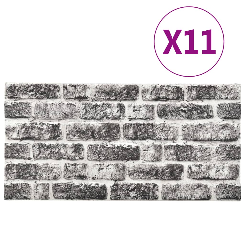 vidaXL Panele ścienne 3D, wzór ciemnoszarej cegły, 11 szt., EPS