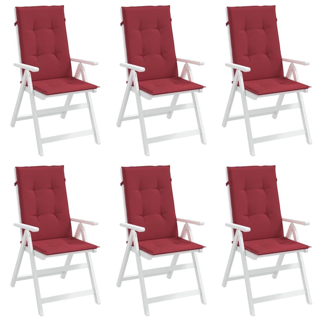 vidaXL Poduszki na krzesła ogrodowe 6 szt., winna czerwień 120x50x3 cm