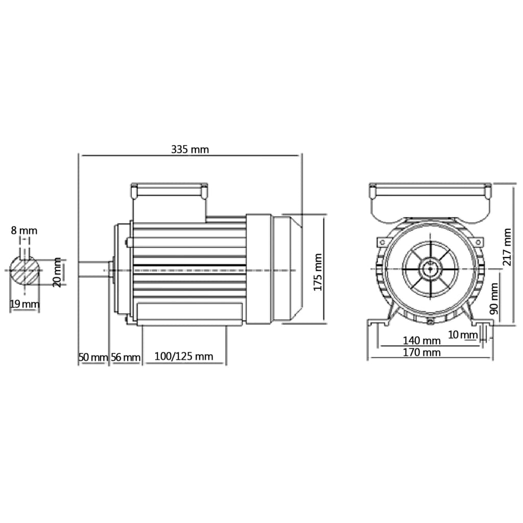 vidaXL Silnik elektryczny, 1-fazowy, aluminium, 1,5kW/2HP, 2P, 2800rpm