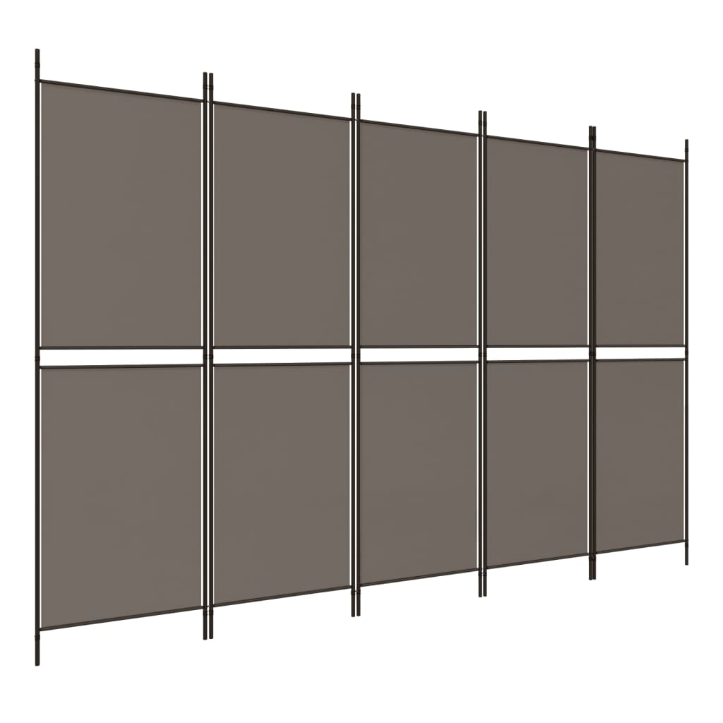 vidaXL Parawan 5-panelowy, antracytowy, 250 x 180 cm, tkanina