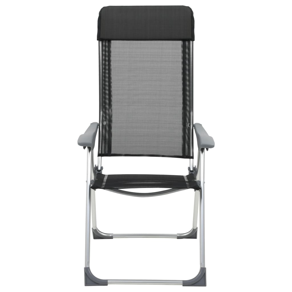 vidaXL Składane krzesła turystyczne, 2 szt., czarne, aluminiowe