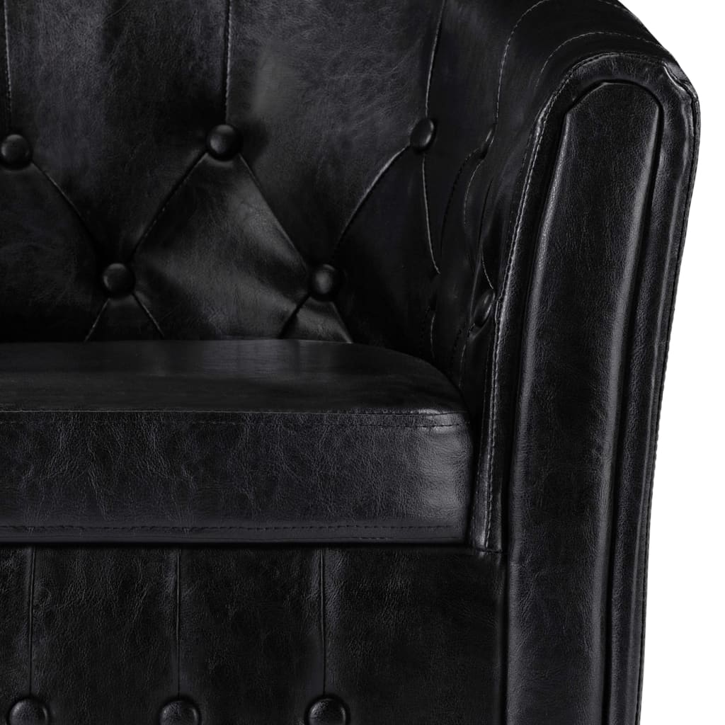 vidaXL Fotel z podnóżkiem, czarny, sztuczna skóra