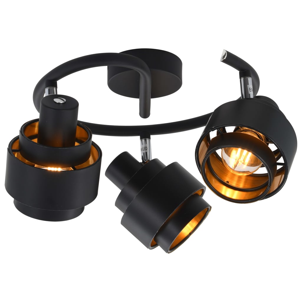 vidaXL Lampa z 3 reflektorami, czarna, E14