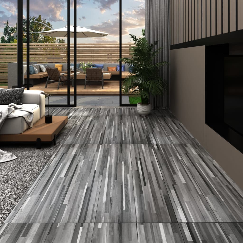 vidaXL Samoprzylepne panele podłogowe,PVC, 2,51 m², 2 mm, szare pasy
