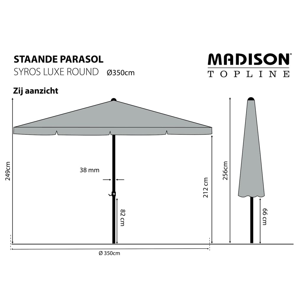 Madison Parasol Syros Luxe, 350 cm, okrągły, ecru