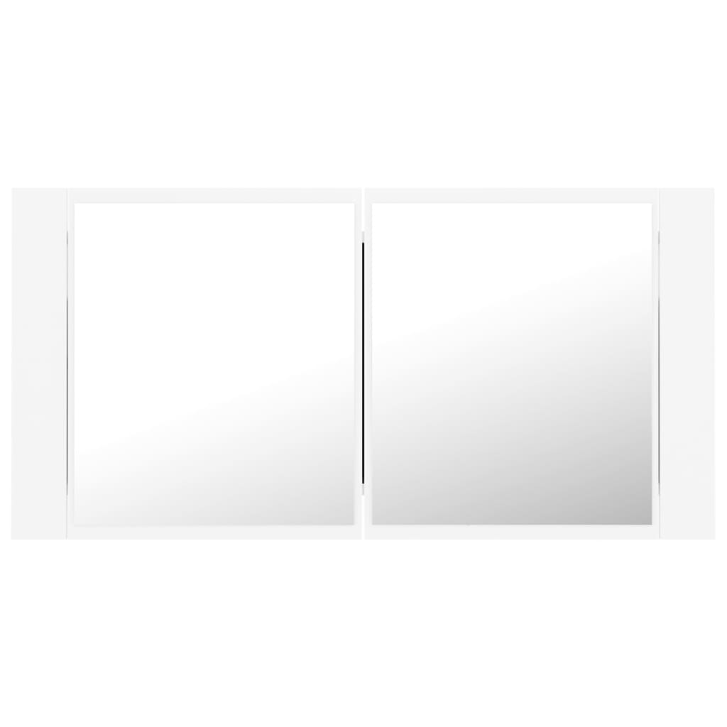 vidaXL Szafka łazienkowa z lustrem i LED, biała, 90x12x45 cm, akryl
