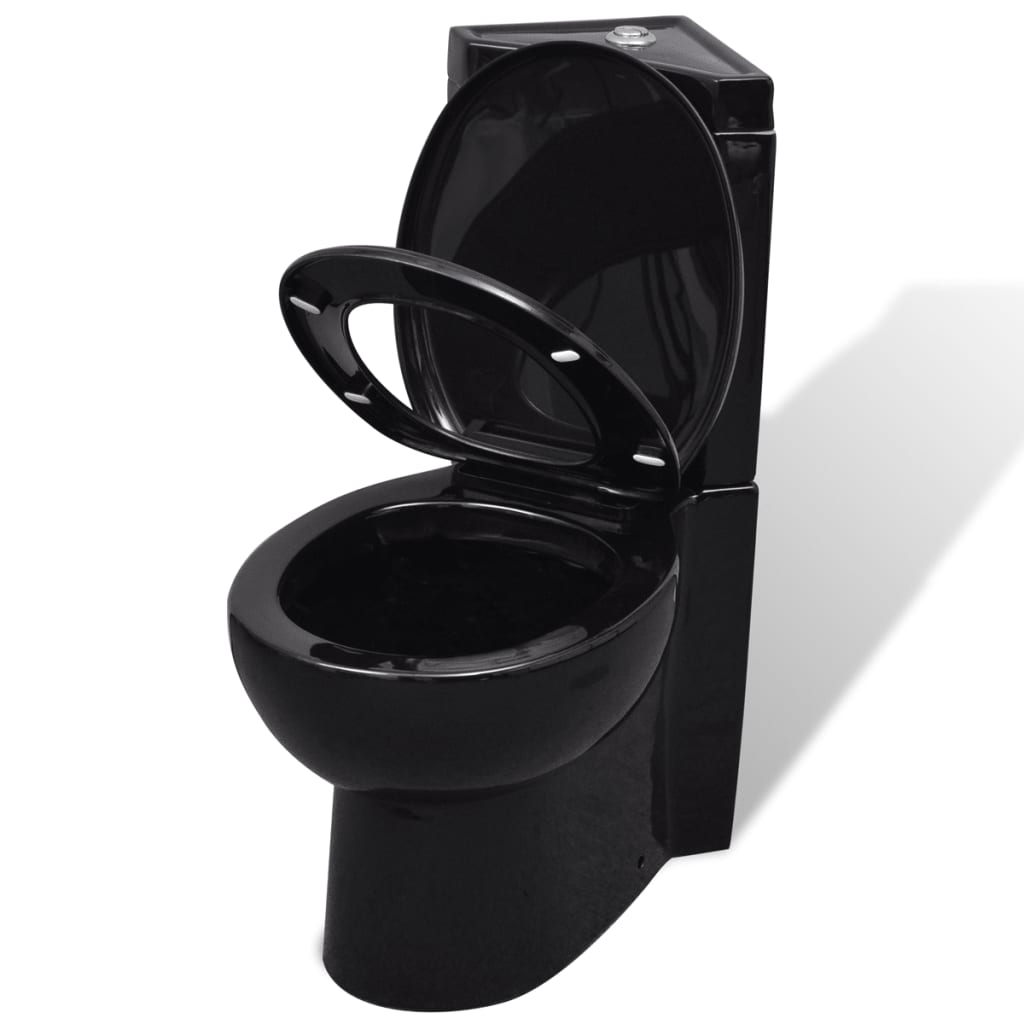 vidaXL Toaleta narożna, ceramiczna, czarna