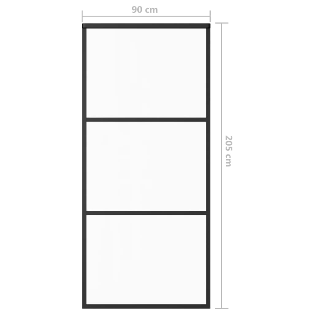 vidaXL Drzwi przesuwne z osprzętem, szkło ESG i aluminium, 90x205 cm