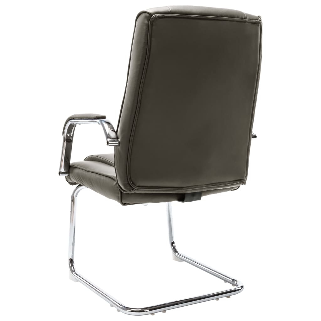 vidaXL Krzesło biurowe, wspornikowe, szare, sztuczna skóra
