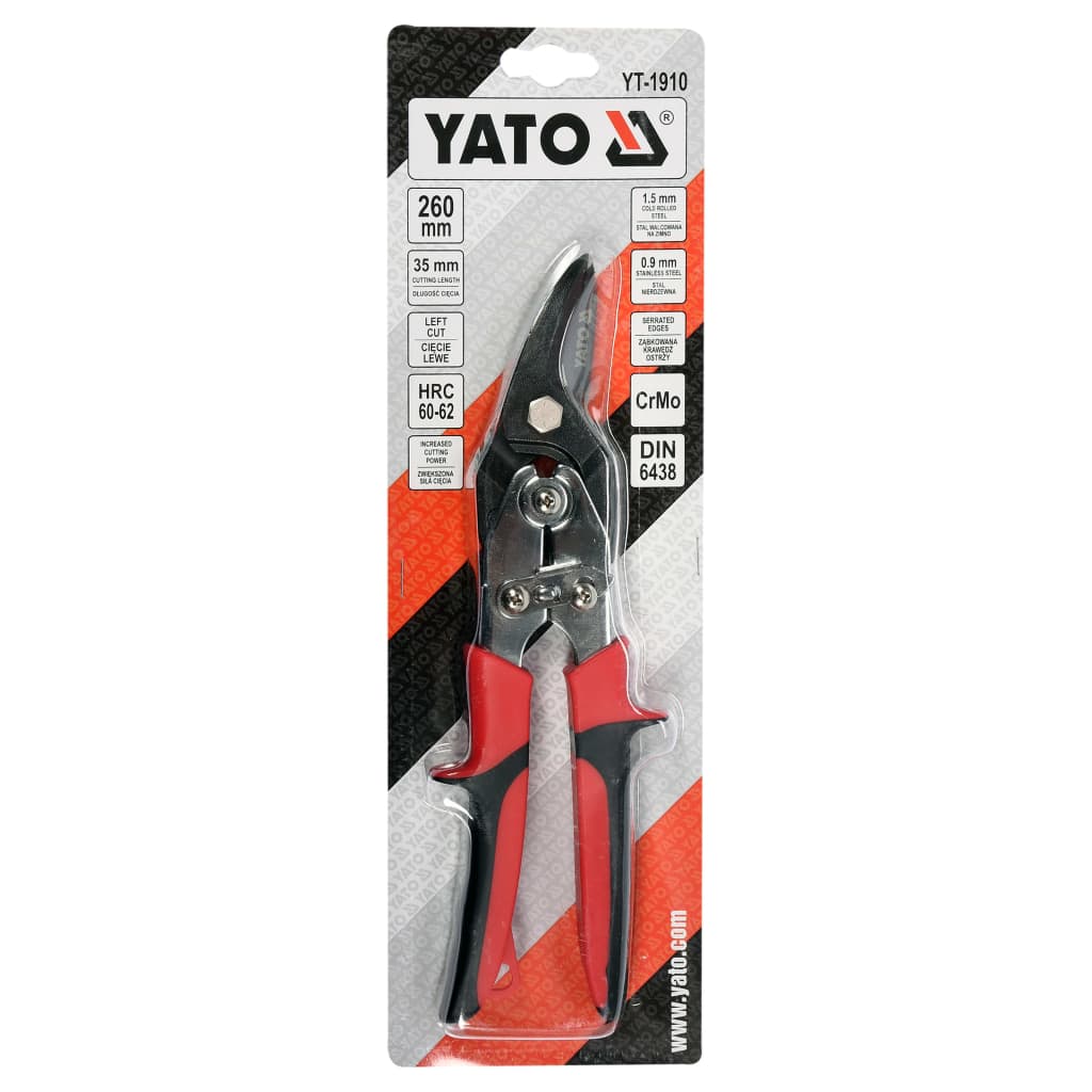YATO Nożyce do cięcia blachy, lewe, 260 mm, czerwone