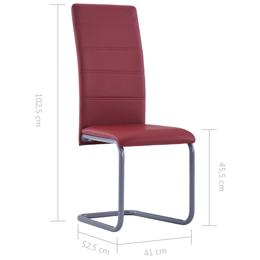 vidaXL Krzesła stołowe, wspornikowe, 2 szt., czerwone, sztuczna skóra