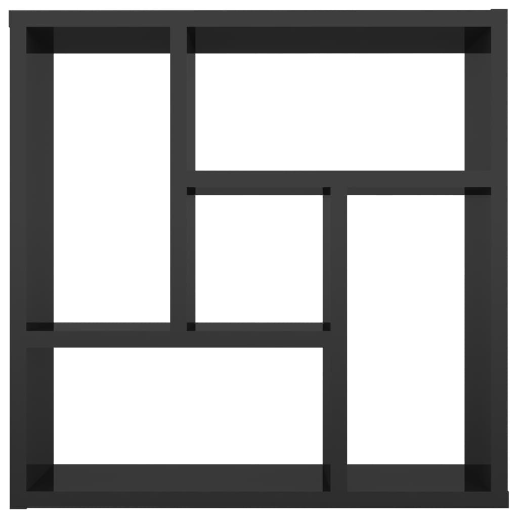 vidaXL Półka ścienna, wysoki połysk, czarna, 45,1x16x45,1 cm, płyta