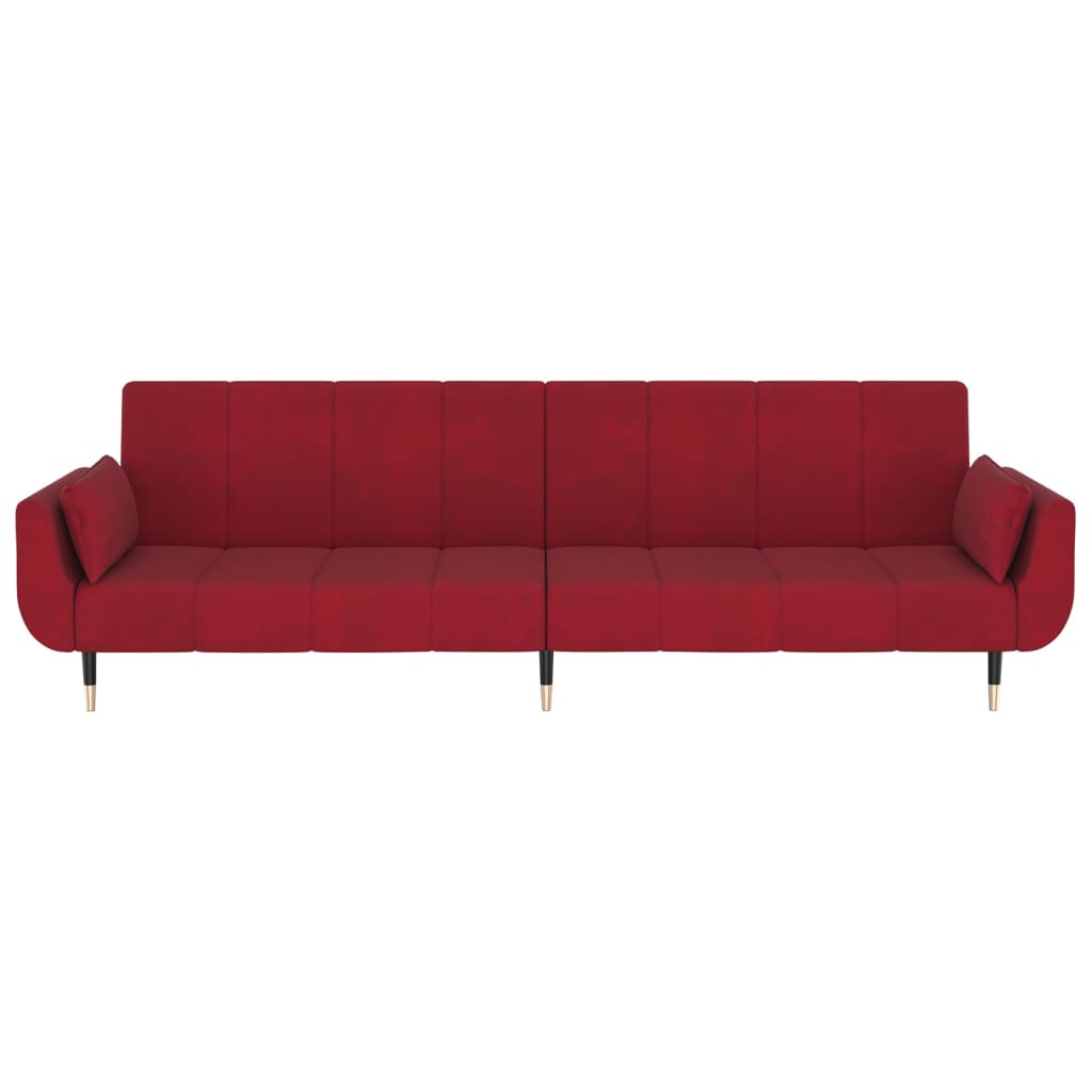 vidaXL 2-osobowa kanapa z 2 poduszkami, winna czerwień, aksamitna
