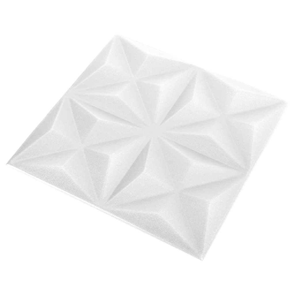 vidaXL Panele ścienne 3D, 12 szt., 50x50 cm, biel origami, 3 m²