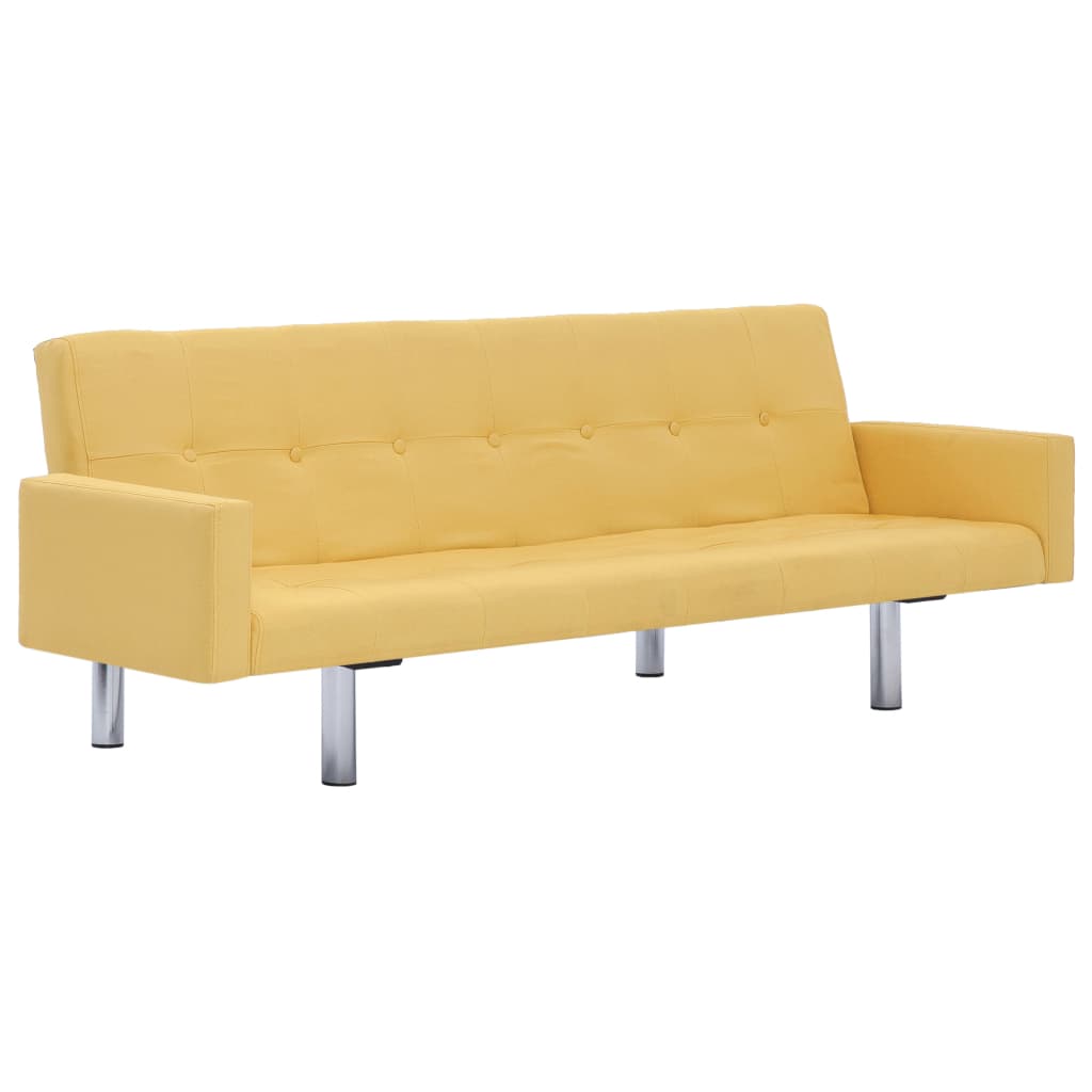 vidaXL Sofa rozkładana z podłokietnikami, żółta, poliester
