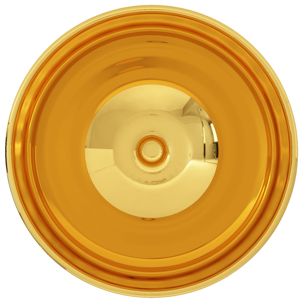 vidaXL Umywalka, 32,5 x 14 cm, ceramiczna, złota