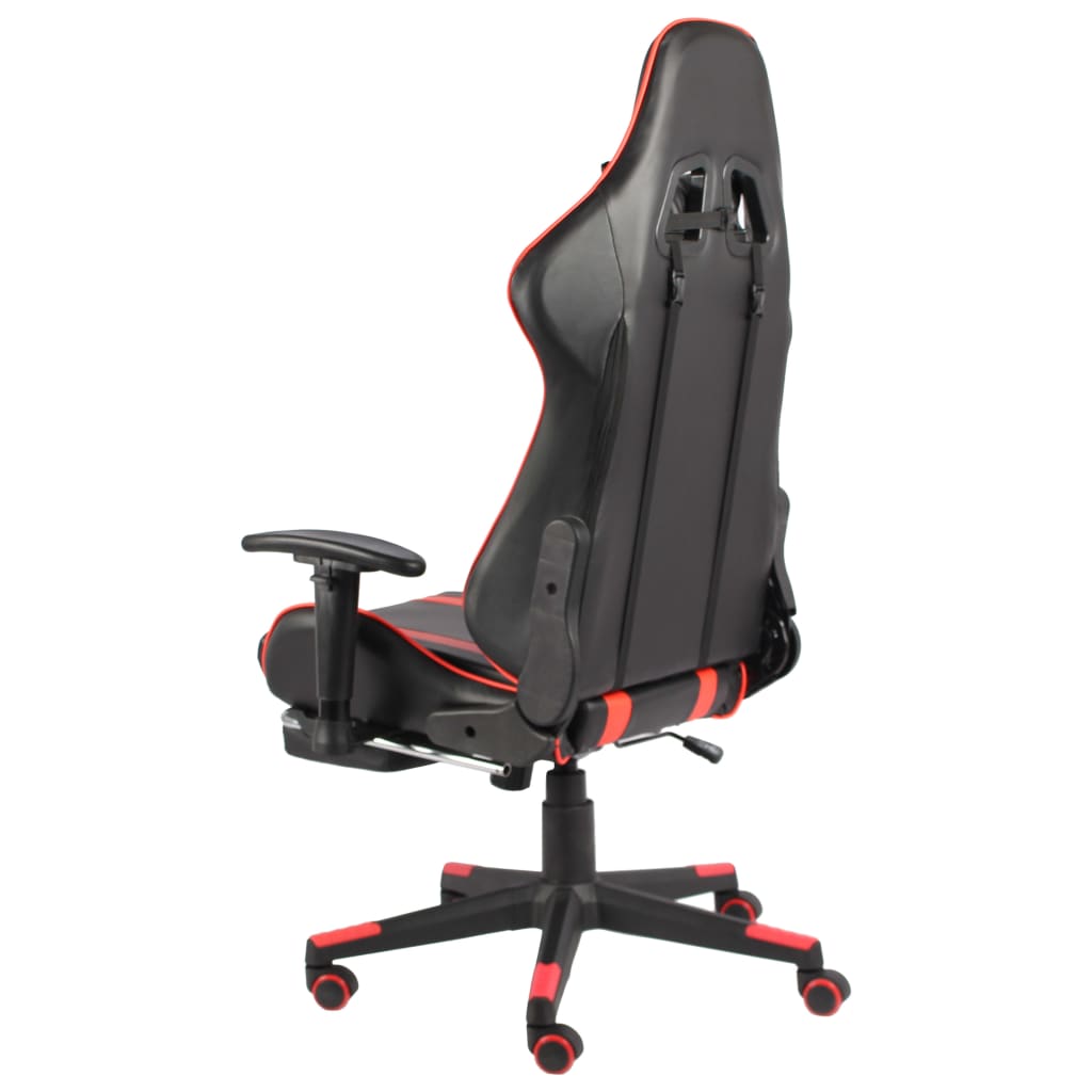 vidaXL Obrotowy fotel gamingowy z podnóżkiem, czerwony, PVC