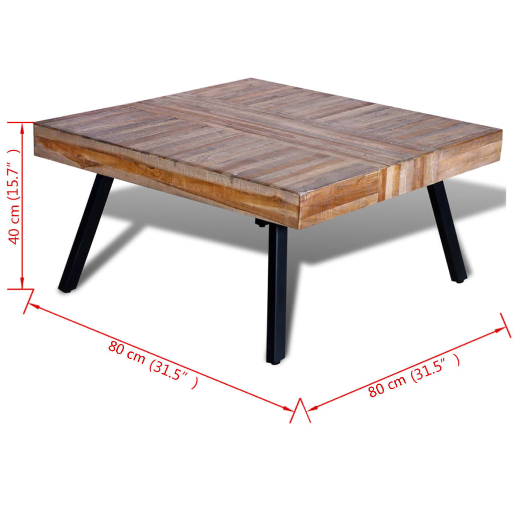 vidaXL Kwadratowy stolik kawowy z odzyskanego drewna tekowego