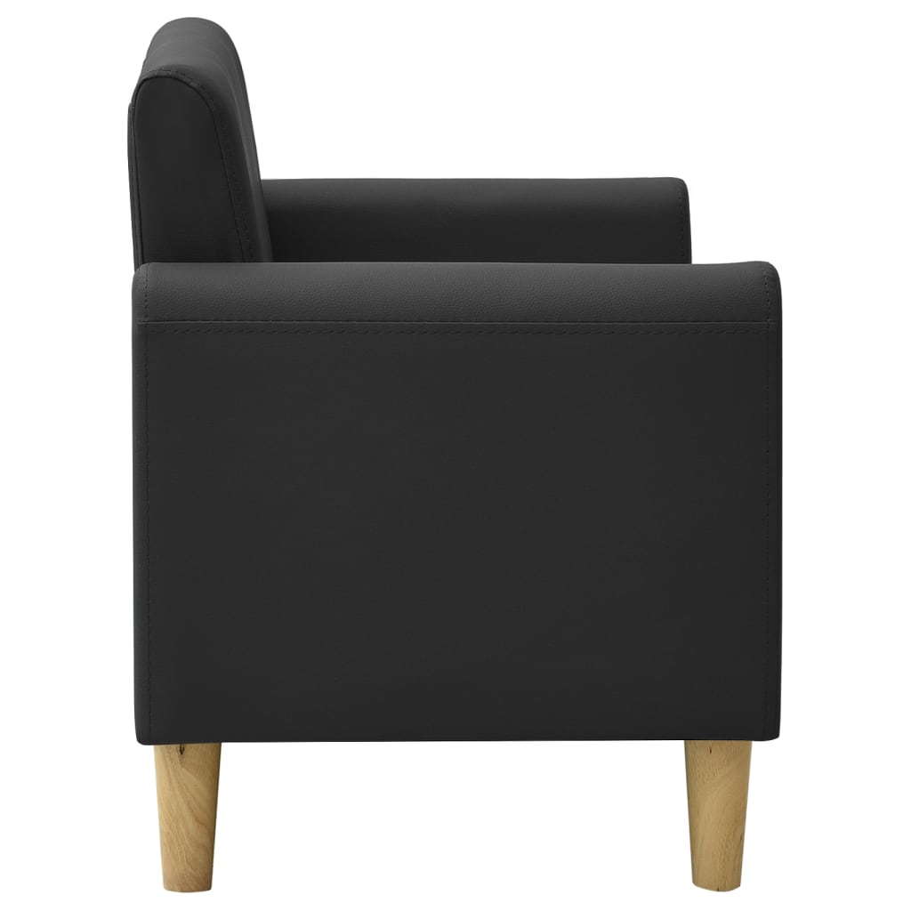 vidaXL 2-osobowa sofa dziecięca, czarna, sztuczna skóra