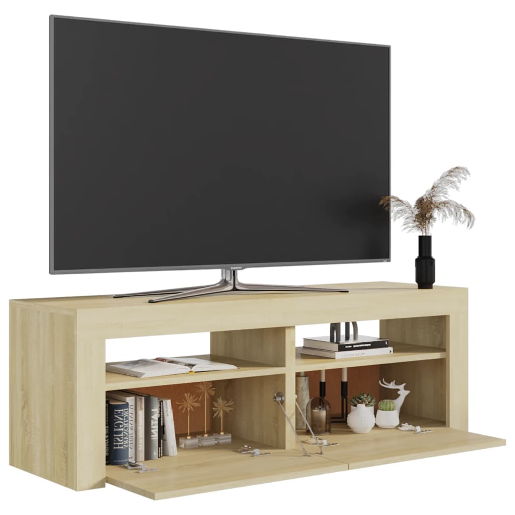 vidaXL Szafka pod TV z oświetleniem LED, dąb sonoma, 120x35x40 cm