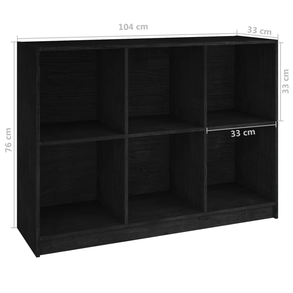 vidaXL Regał na książki, czarny, 104x33x76 cm, lite drewno sosnowe