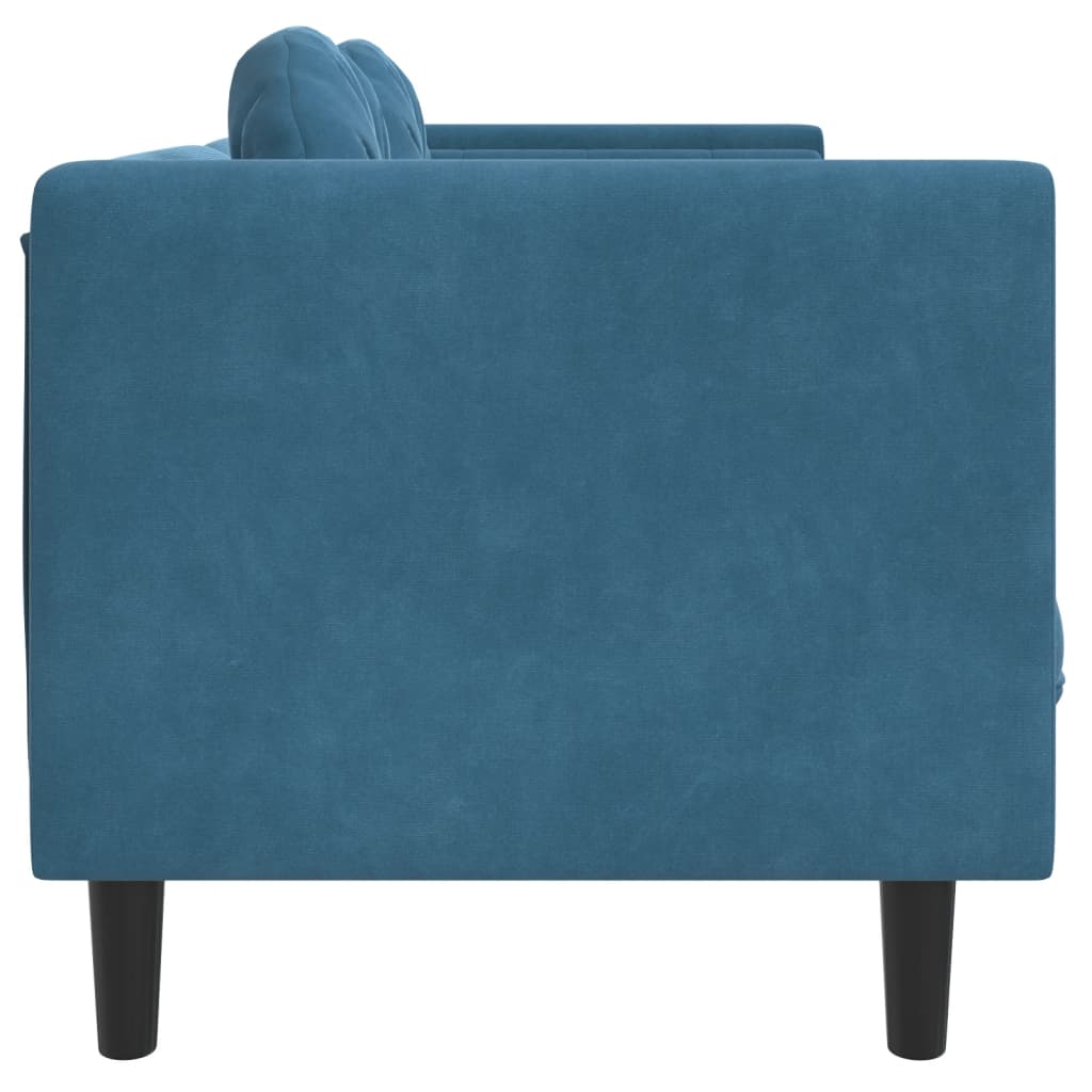 vidaXL Sofa 2-osobowa z poduszkami, niebieska, aksamit