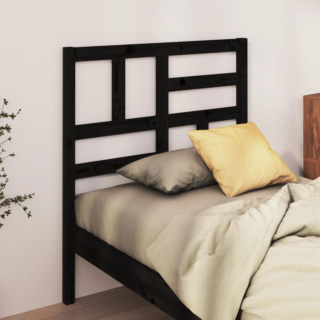 vidaXL Wezgłowie łóżka, czarne, 81x4x104 cm, lite drewno sosnowe