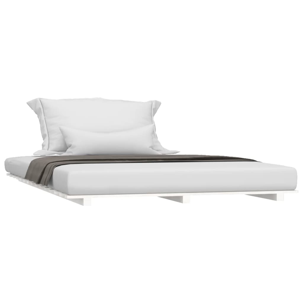 vidaXL Rama łóżka, biała, 140 x 190 cm, lite drewno sosnowe