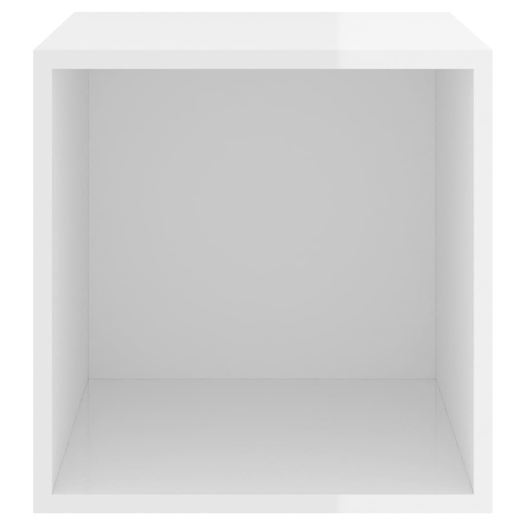 vidaXL Półki ścienne, 4 szt., wysoki połysk, białe, 37x37x37 cm, płyta