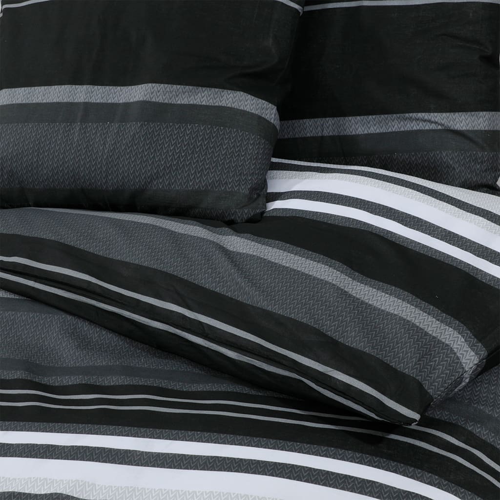 vidaXL Zestaw pościeli, czarno-biały, 140x200 cm, bawełna